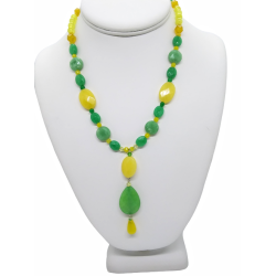 Elegant Green and Yellow Necklace with Drop Pendant