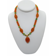 Orange and Peridot-Colored Necklace