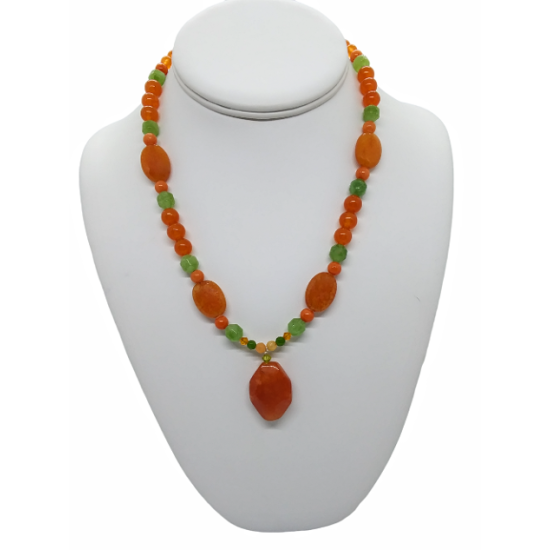 Orange and Peridot-Colored Necklace