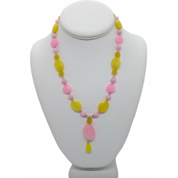 Pink and Yellow Drop Pendant Necklace