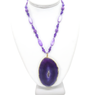 Purple Necklace with Agate Pendant