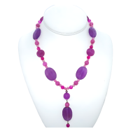 Purple, Fuchsia and Pink Necklace with Drop Pendant