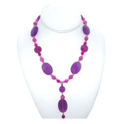 Purple, Fuchsia and Pink Necklace with Drop Pendant