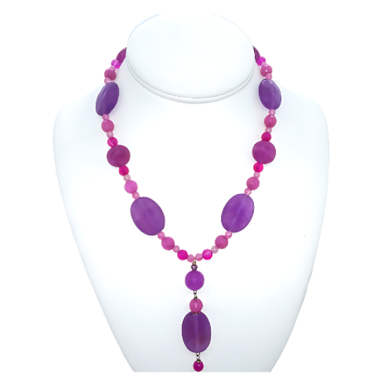 Purple, Fuchsia and Pink Necklace with Drop Pendant