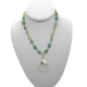 Sage Green and Cream Necklace with Drop Pendant