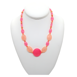 Salmon Pink and Hot Pink Necklace