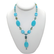 Island Blue Turquoise, Teal and Sky Blue Necklace with Drop Pendant