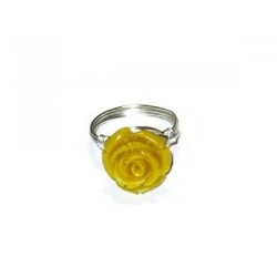 Yellow Carved Flower Wire-Wrapped Ring